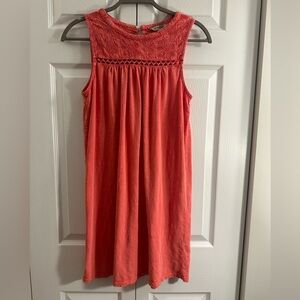 Lucky Brand Casual Sleeveless Dress Size Small Garment Washed Coral Color